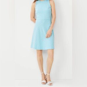 Ann Taylor Petite NWT Light Blue Gingham Dress